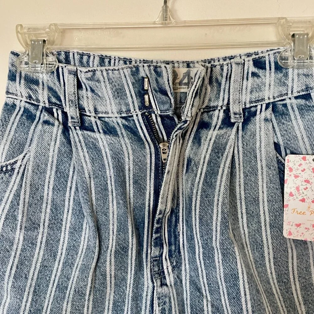 FREE PEOPLE Denim striped shorts